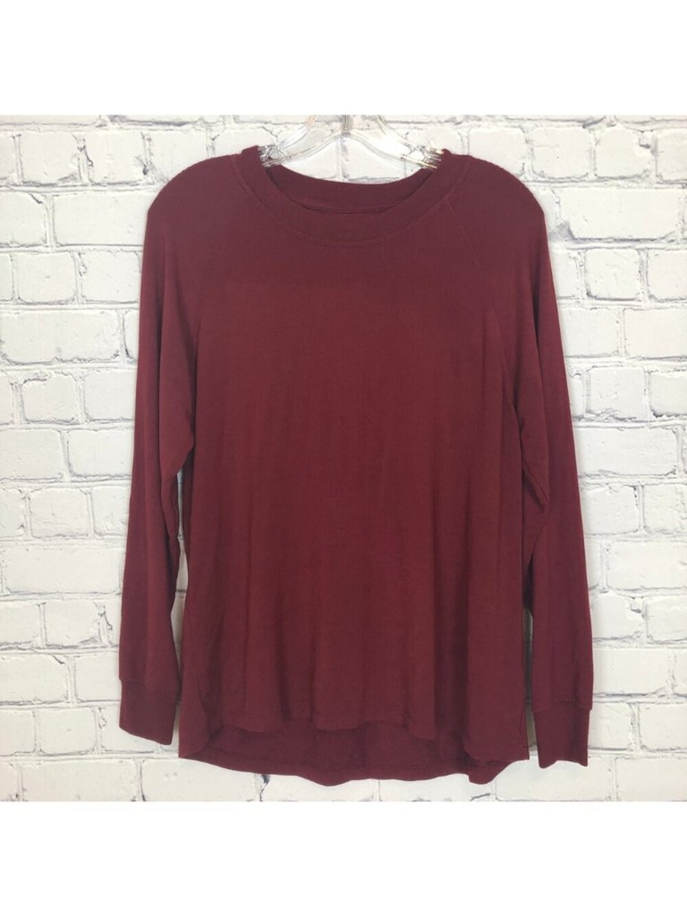 Lake Relax Lounge Raglan Sweatshirt Size S Red Maroon Modal